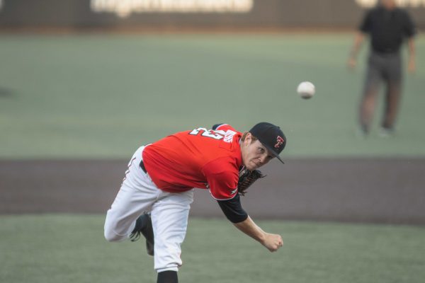Freshman RHP Hunter Dobbins enters the game in the fourth inning during game one against University of Texas Rio Grande Valley at 6:30 p.m. on Tuesday, April 30, 2019 at Dan Law Field at Rip Griffin Park. The Red Raiders fall to the Vaqueros, 6-3.